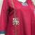 Beautiful jaipuri a red cotton straight kurta set adorned with traditional patch work and hand katha work.