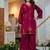 Beautiful jaipuri a wine-colored embroidered kurta set with a matching dupatta