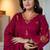 Beautiful jaipuri a wine-colored embroidered kurta set with a matching dupatta