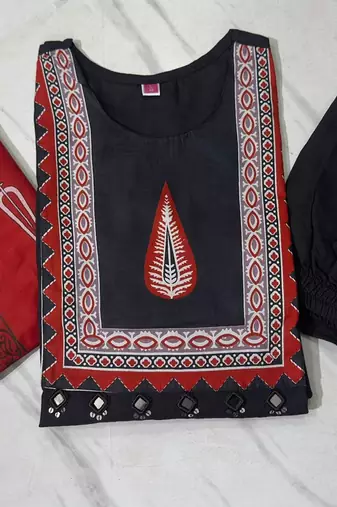Beautiful jaipuri a three-piece ethnic classic black and maroon color a kurta set with dupatta