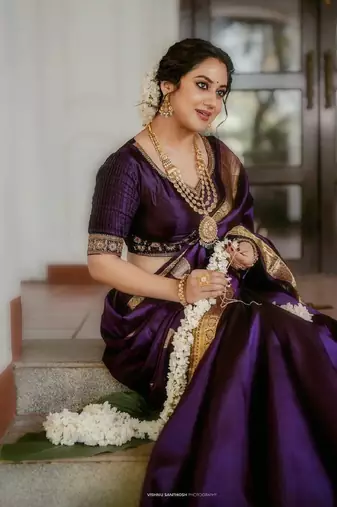 Purple soft silk blend banarasi jacuard work designer saree with blouse