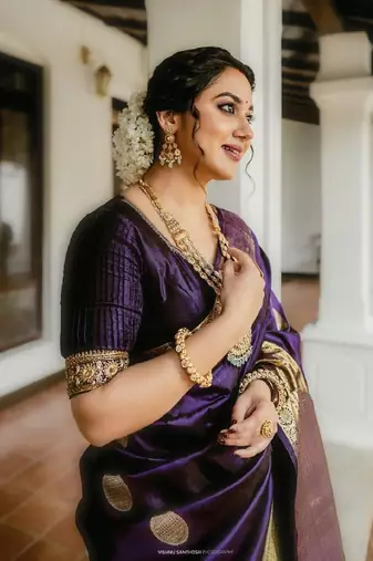 Purple soft silk blend banarasi jacuard work designer saree with blouse