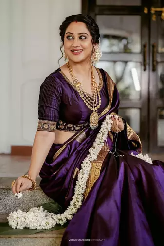 Purple soft silk blend banarasi jacuard work designer saree with blouse