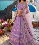 Purple Designer Lehenga Choli with Heavy Embroidery & Net Dupatta