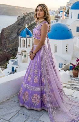 Purple Designer Lehenga Choli with Heavy Embroidery & Net Dupatta 3