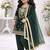 Green embroidered sequence work fendy silk kids kurta set
