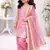 Pink embroidered sequence work fendy silk kids kurta set