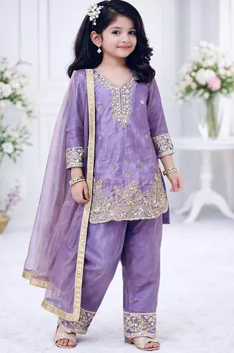 Designer party wear look kids top salwar & dupata
