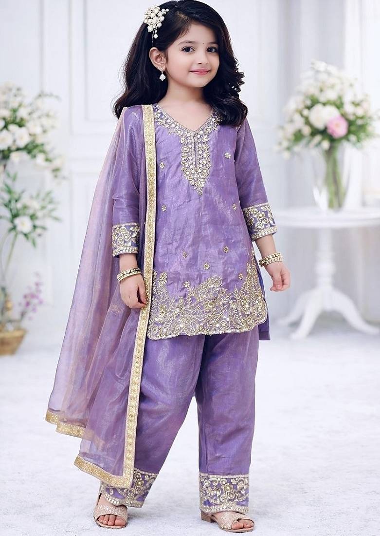 Designer party wear look kids top salwar & dupata