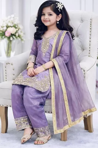Designer party wear look kids top salwar & dupata