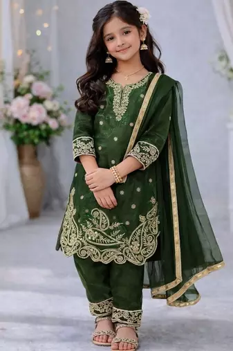 Designer party wear look kids top salwar & dupata