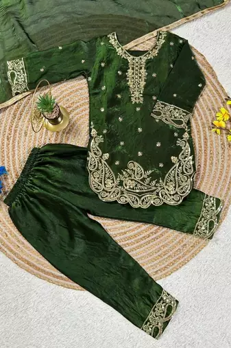 Designer party wear look kids top salwar & dupata