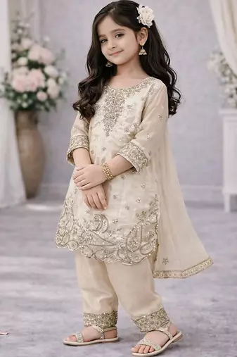 Designer party wear look kids top salwar & dupata