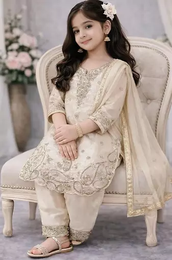 Designer party wear look kids top salwar & dupata