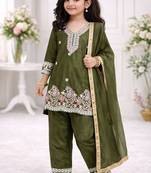 Premium chinon silk kids party wear kurta set