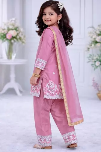 Premium chinon silk kids party wear kurta set