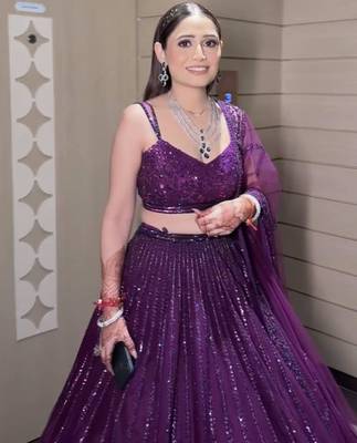 Purple Net Lehenga With Heavy Sequins And Dori Work | Designer Party Wear Wedding Lehenga Choli With Blouse 3
