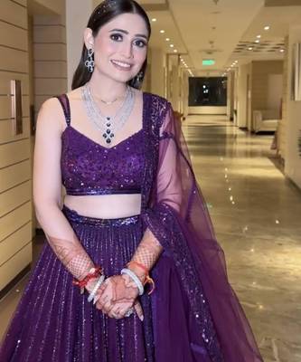 Purple Net Lehenga With Heavy Sequins And Dori Work | Designer Party Wear Wedding Lehenga Choli With Blouse 4