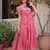 Pretty Pink Floral Embroidered Cotton Office Wear Dress