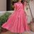 Pretty Pink Floral Embroidered Cotton Office Wear Dress
