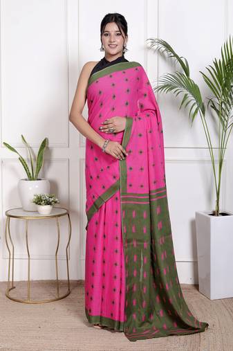 Floral printed pure cotton ethnic saree for woman