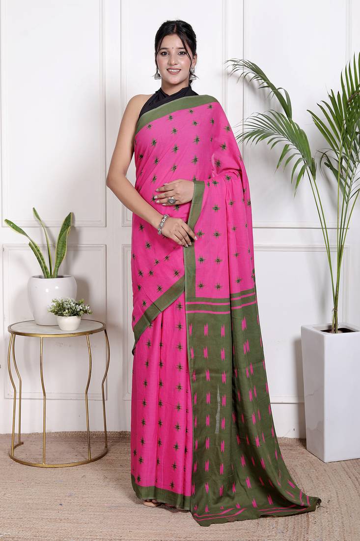 Floral printed pure cotton ethnic saree for woman