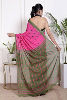 Floral printed cotton ethnic saree for woman 2