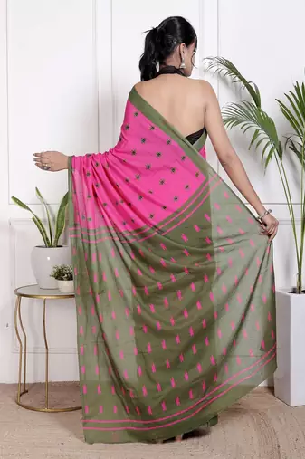 Floral printed  cotton ethnic saree for woman