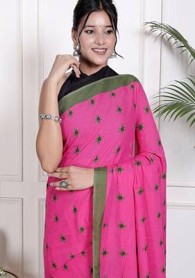 Floral printed cotton ethnic saree for woman 3