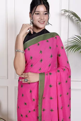 Floral printed  cotton ethnic saree for woman