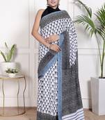 Floral printed  cotton ethnic saree for woman