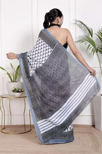 Floral printed  cotton ethnic saree for woman