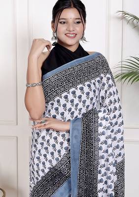 Floral printed  cotton ethnic saree for woman 3