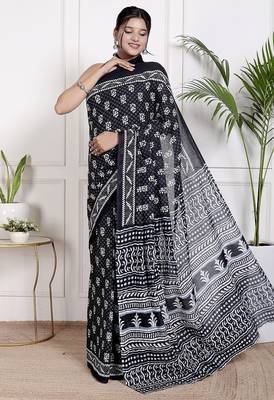 Floral printed  cotton ethnic saree for woman 1