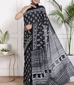 Floral printed  cotton ethnic saree for woman