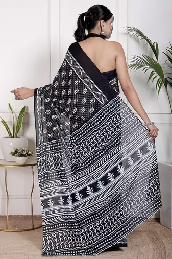 Floral printed  cotton ethnic saree for woman