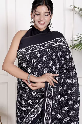 Floral printed  cotton ethnic saree for woman
