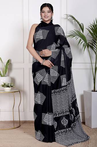 Floral printed pure cotton ethnic saree for woman
