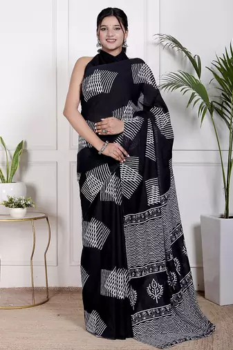 Floral printed pure cotton ethnic saree for woman