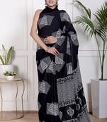 Floral printed  cotton ethnic saree for woman