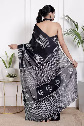 Floral printed  cotton ethnic saree for woman