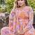 Women peach tie dye georgette fit & flare gown