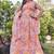 Women peach tie dye georgette fit & flare gown