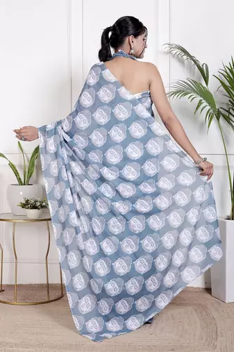 Floral printed  cotton ethnic saree for woman