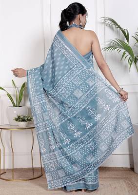 Floral printed  cotton ethnic saree for woman 2