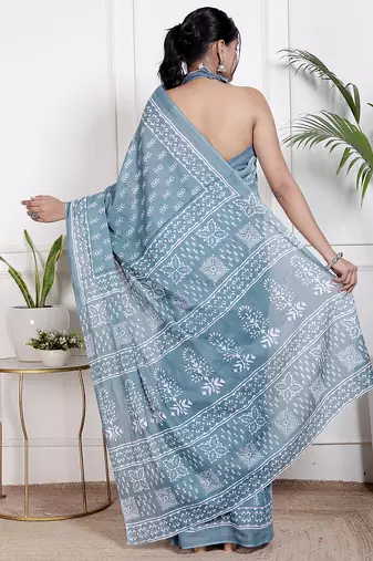 Floral printed  cotton ethnic saree for woman