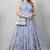 Women grey geometric print pattern georgette fit & flare gown