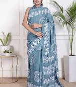 Floral printed  cotton ethnic saree for woman