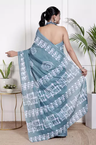 Floral printed  cotton ethnic saree for woman