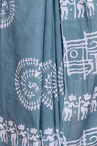 Floral printed  cotton ethnic saree for woman